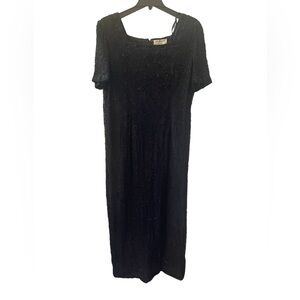 Vintage Papell Boutique black beaded evening gown size 18
